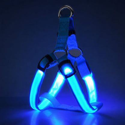 ✨🐶 Adjustable LED Dog Harness Luminous Flashing Pet Chest Strap 💡🐾✨